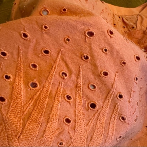 2 Piece Anthropologie Where Mountains Meet Eyelet Embroidered Orange Pants Top - Picture 11 of 16